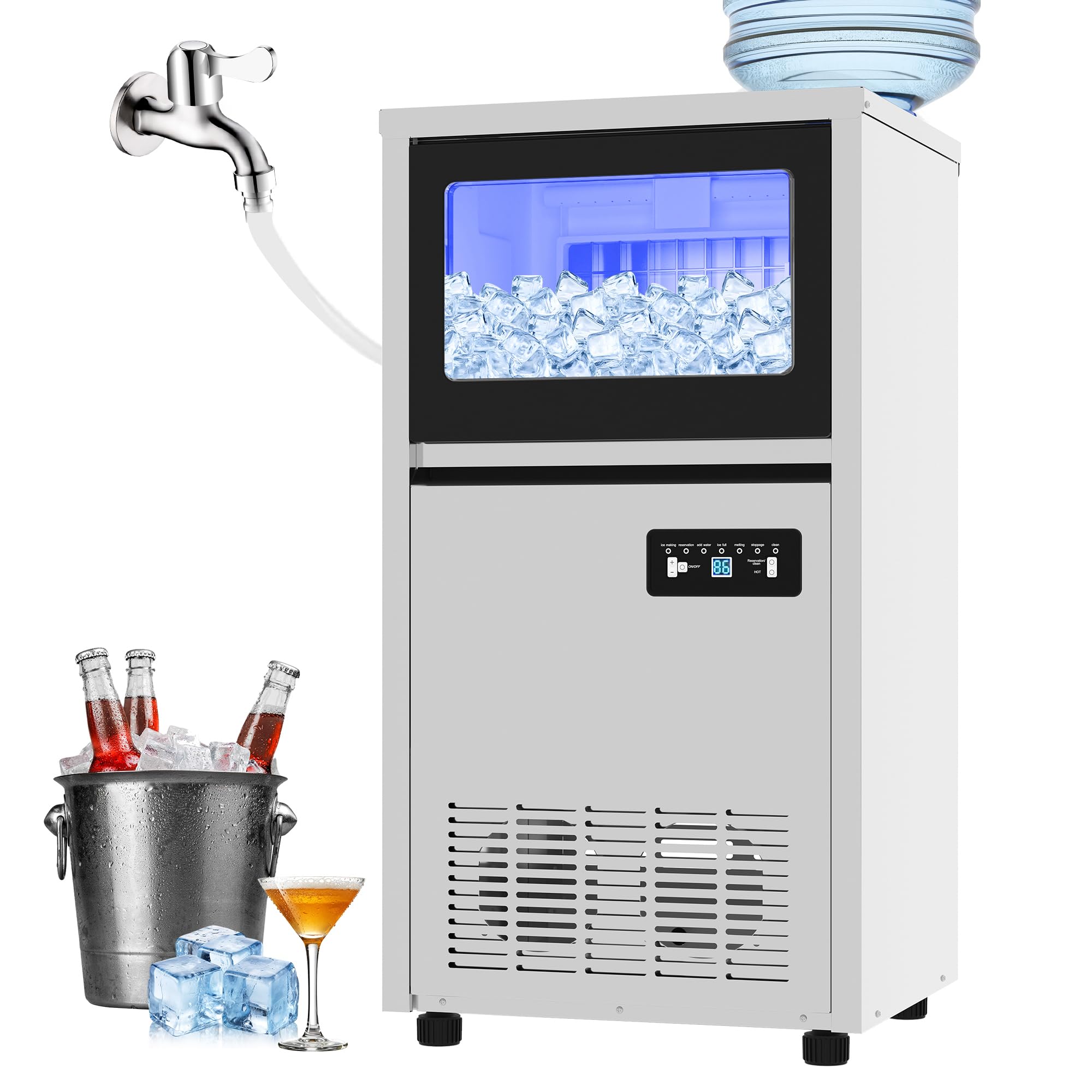 Commercial Kitchen Ice Machine - Under Counter Ice Maker 130LBS Commercial