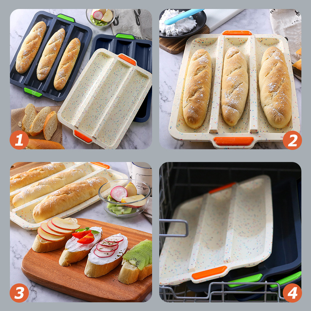 Commercial Kitchen At Home - Silicone French Bread Mold 3 Slot