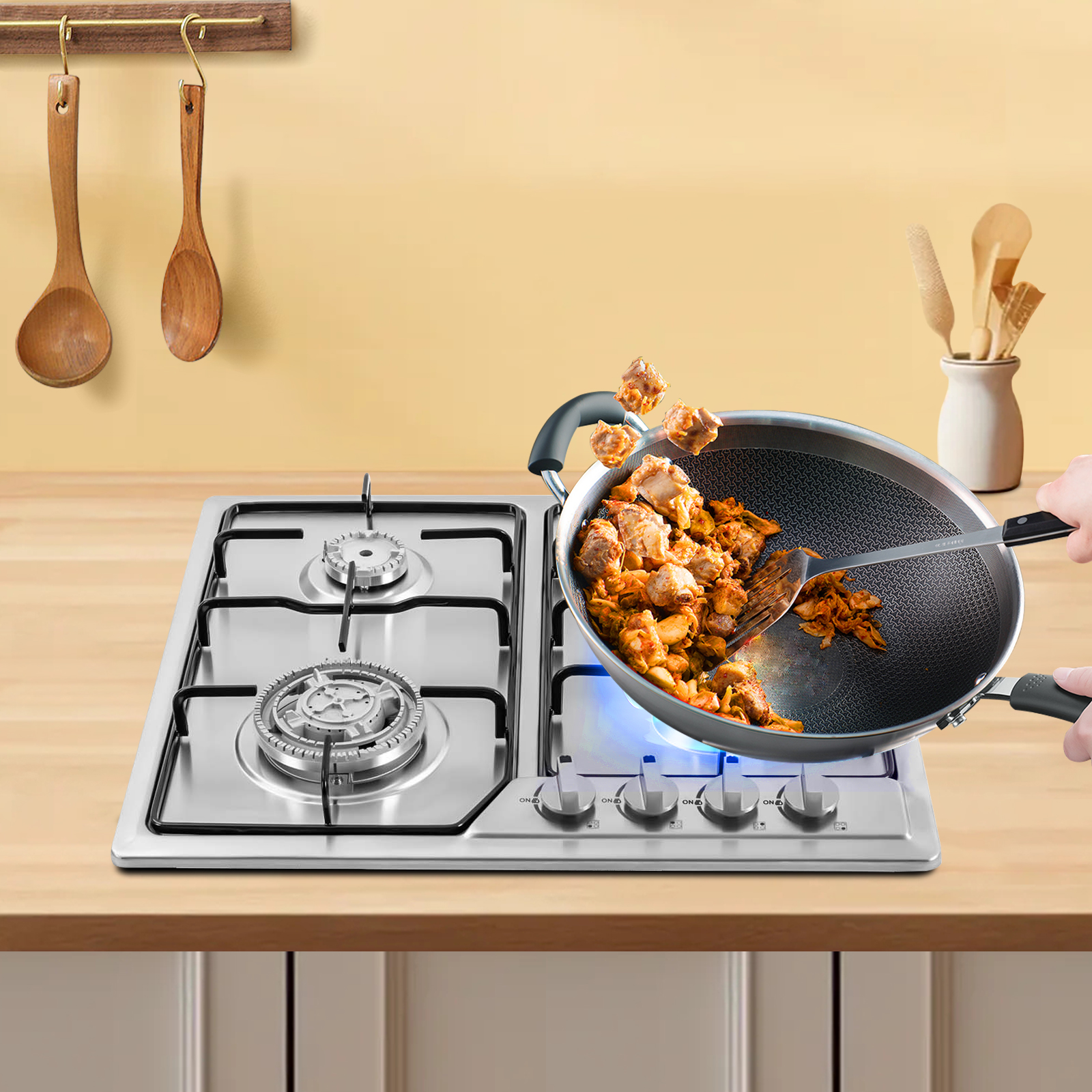 4 Head Eye Stove Gas Stove 58* - Commercial Kitchen Stove บทวิจารณ์และราคา