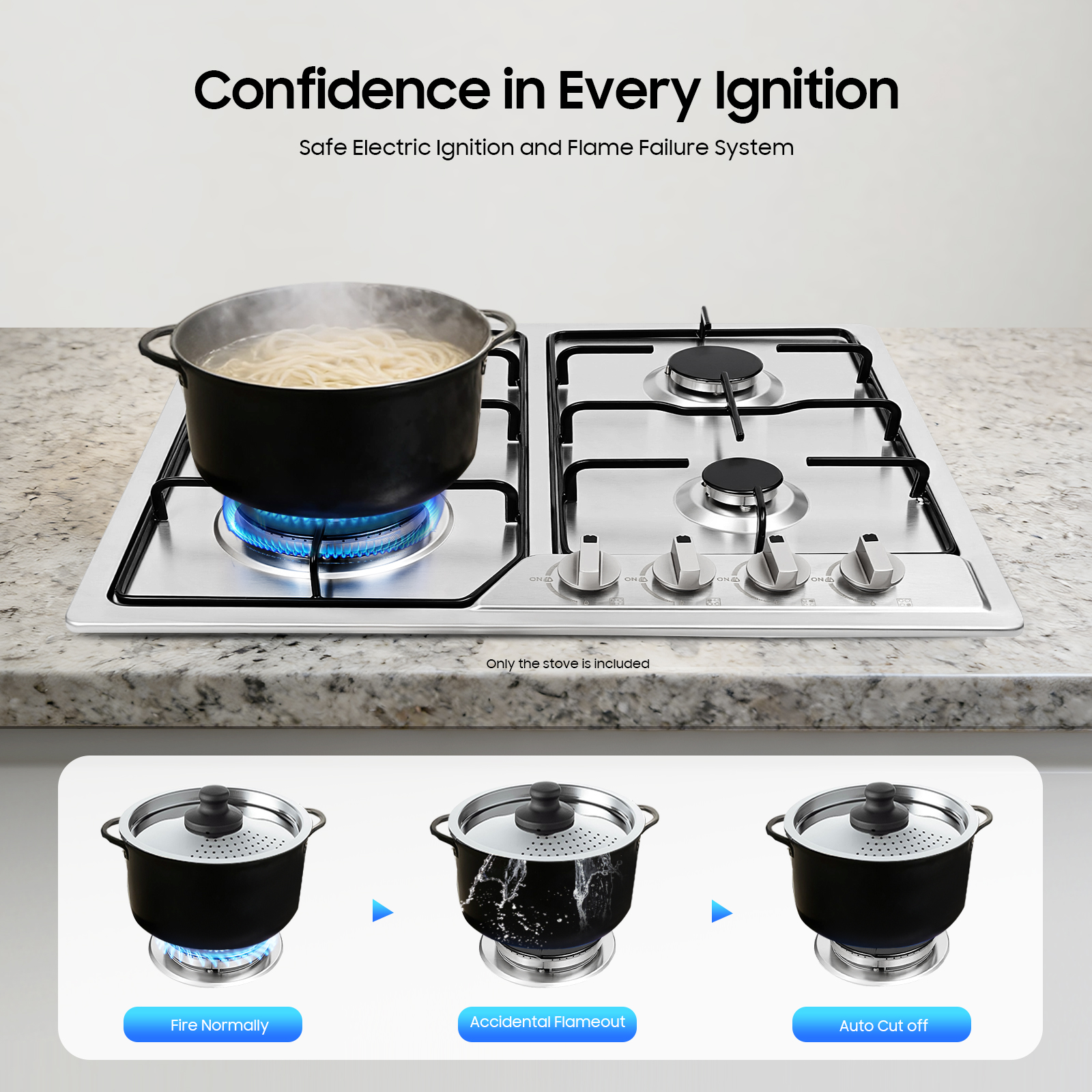 4 Head Eye Stove Gas Stove 58* - Commercial Kitchen Stove บทวิจารณ์และราคา