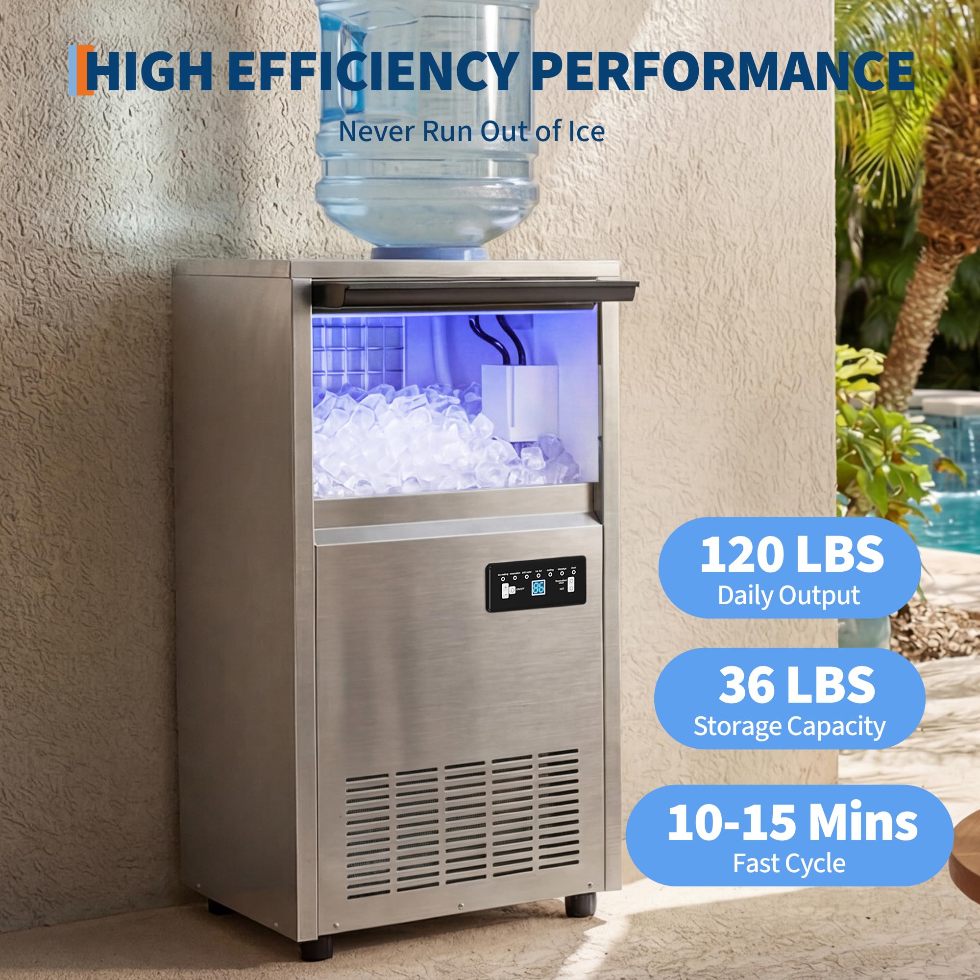 Under Counter Ice Maker 130LBS - Commercial Kitchen Ice Machine บทวิจารณ์และราคา
