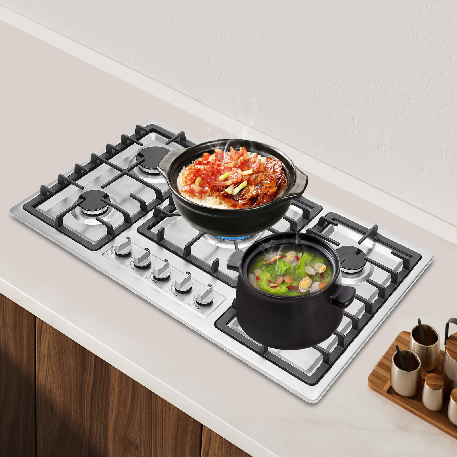 5 Burner Stainless Steel Gas S - Commercial Kitchen Stove บทวิจารณ์และราคา