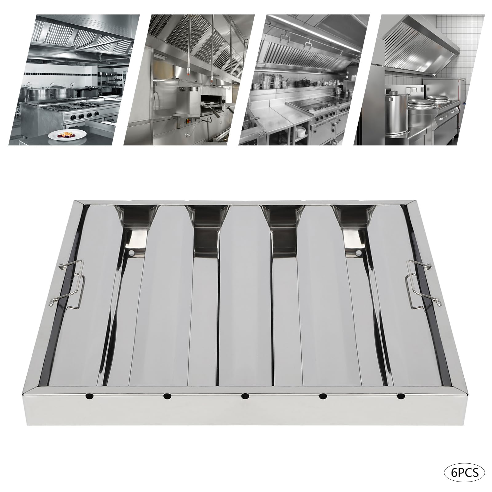 6 Pack Hood Filters, Stainless - Commercial Kitchen Exhaust Hood บทวิจารณ์และราคา