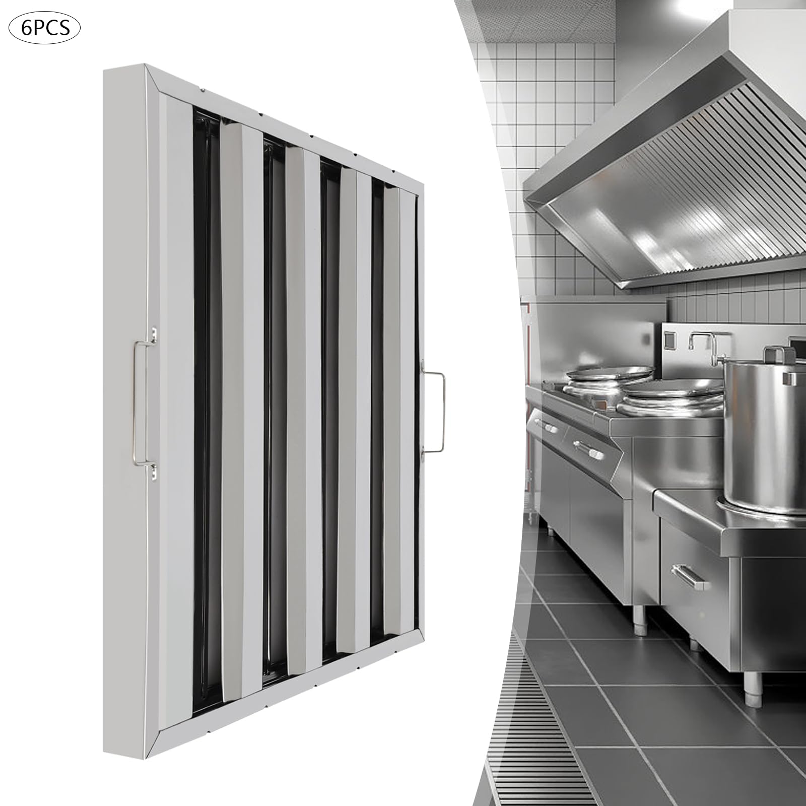 6 Pack Hood Filters, Stainless - Commercial Kitchen Exhaust Hood บทวิจารณ์และราคา